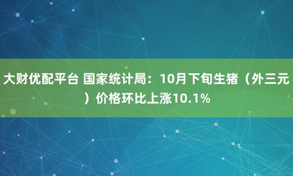 大财优配平台 国家统计局：10月下旬生猪（外三元）价格环比上涨10.1%